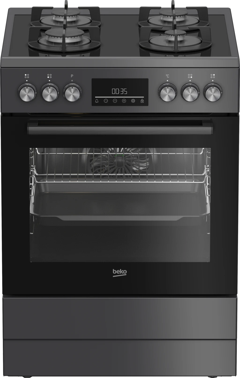 BEKO Cooker | FBM62330GADSN | Hob type Gas | Oven type Electric | Grey | Width 60 cm | Grilling | LED | Depth 60 cm | 72 L