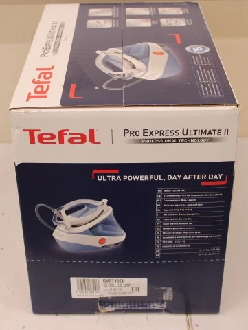 SALE OUT.  | TEFAL | Steam Station Pro Express | GV9710E0 | 3000 W | 1.2 L | 7.6 bar | Auto power off | Vertical steam function | Calc-clean function | White/Blue | DAMAGED PACKAGING