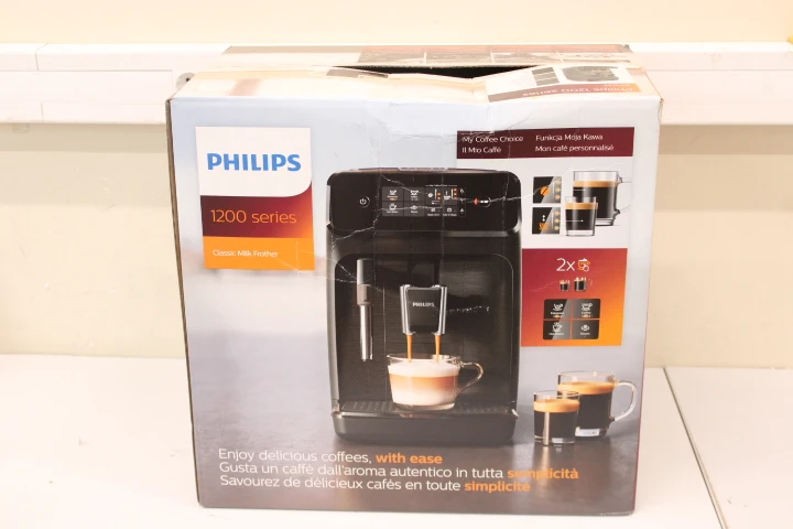SALE OUT. Philips EP1224/00 Fully automatic coffee machine, 15 bar, 1500 W, Light Gray | Philips Espresso Coffee maker Series 1200 | EP1224/00 | Pump pressure 15 bar | Built-in milk frother | Fully automatic | 1500 W | Light Gray | DAMAGED PACKAGING