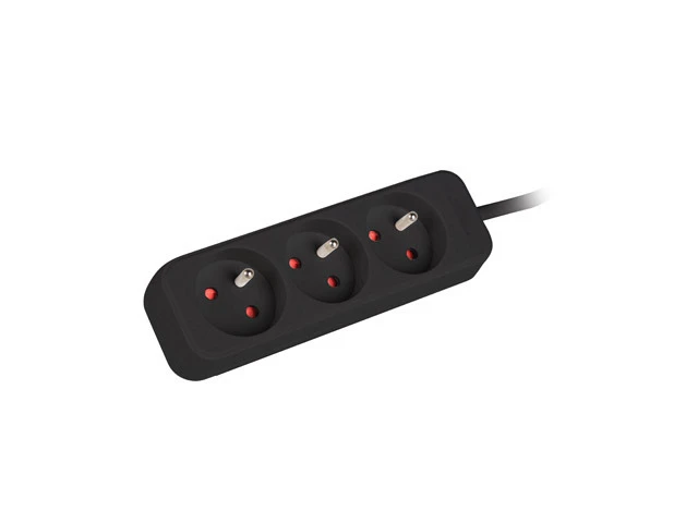 Lanberg Cable Power Strip, 3X French Outlets Quality-Grade Copper, 1.5 m | PS0-03E-0150-BK