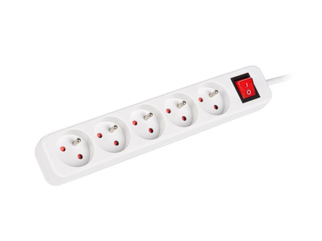 Lanberg Cable Power Strip, 5X French Outlets with Switch, Quality-Grade Copper, 3 m | PS1-05E-0300-W