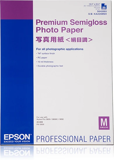 Epson Premium Semigloss Photo Paper, DIN A2, 250g/m², 25 sheets