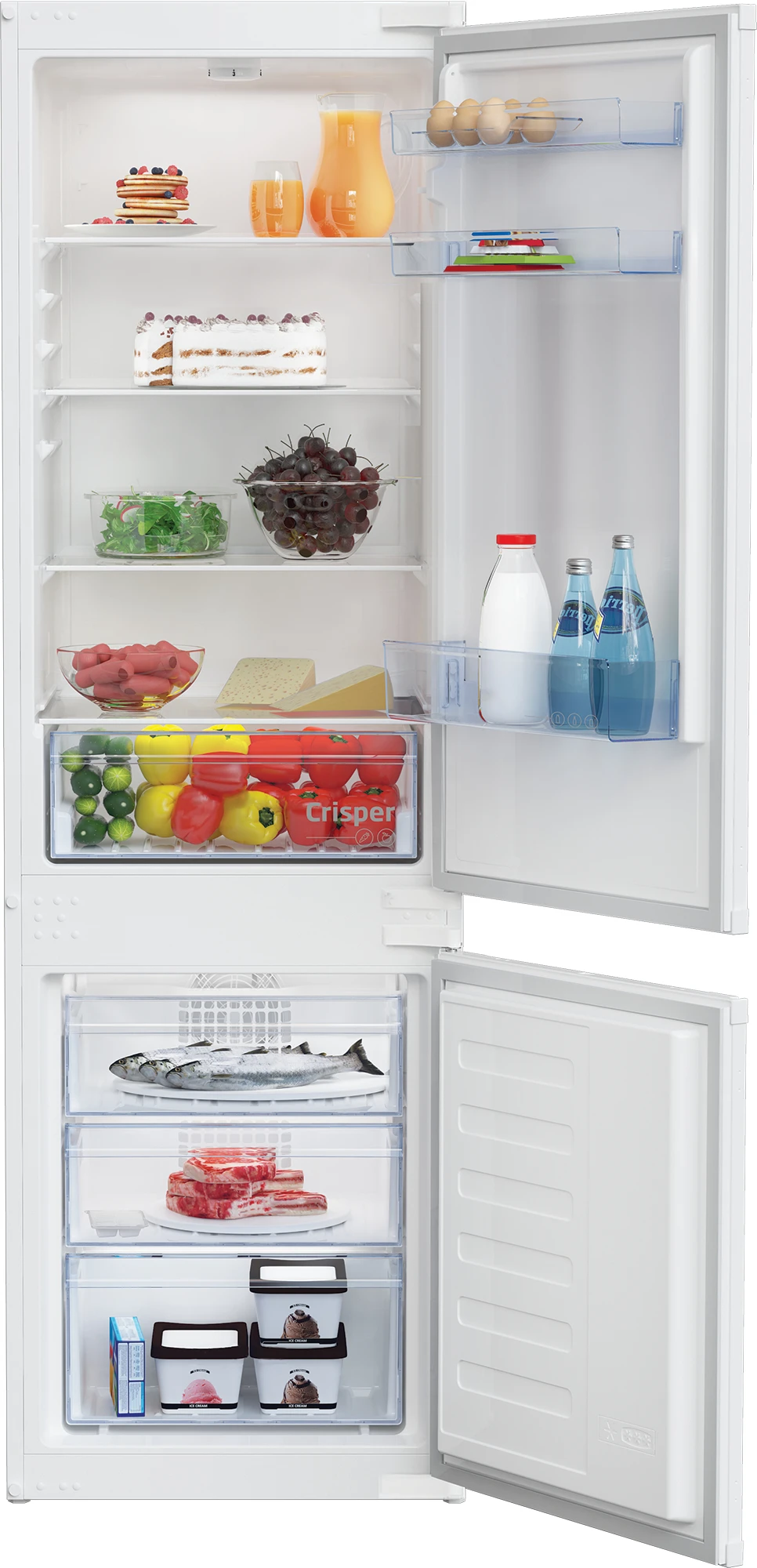 Beko BCHA275K41SN külmik-sügavkülmik Sisseehitatud 262 l E Valge
