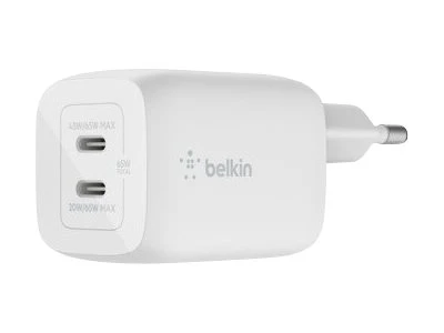 Belkin USB-C GaN PD PPS Dual Wall Charger, 65W | WCH013vfWH