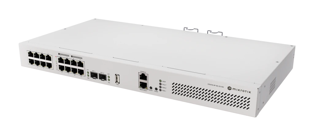 MikroTik | Cloud Router Switch with RouterOS L5, racmount case | CRS418-8P-8G-2S+RM