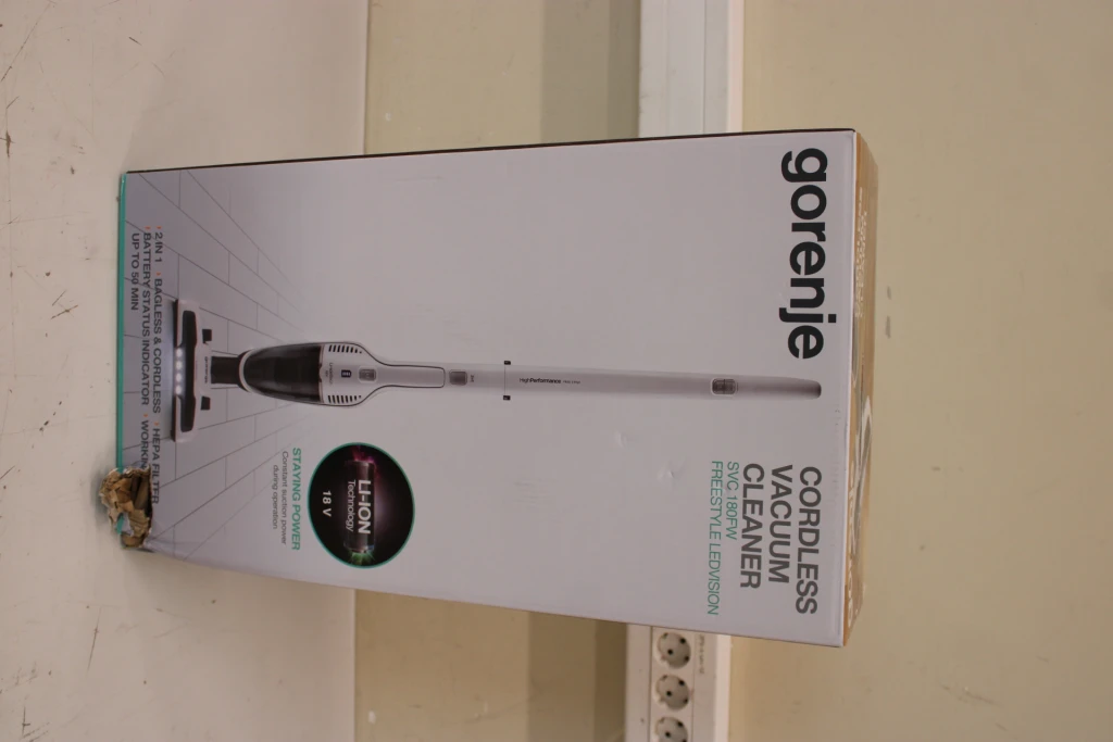 SALE OUT. Gorenje SVC180FW Vacuum cleaner, Handstick 2in1, Operating time 50 min, Dust container 0.6 L, Charging time 6 h, White | Gorenje Vacuum cleaner | SVC180FW | Handstick 2in1 | Handstick | - W | 18 V | Operating time (max) 50 min | White | Warranty 24 month(s) | Battery warranty 12 month(s) | DAMAGED PACKAGING