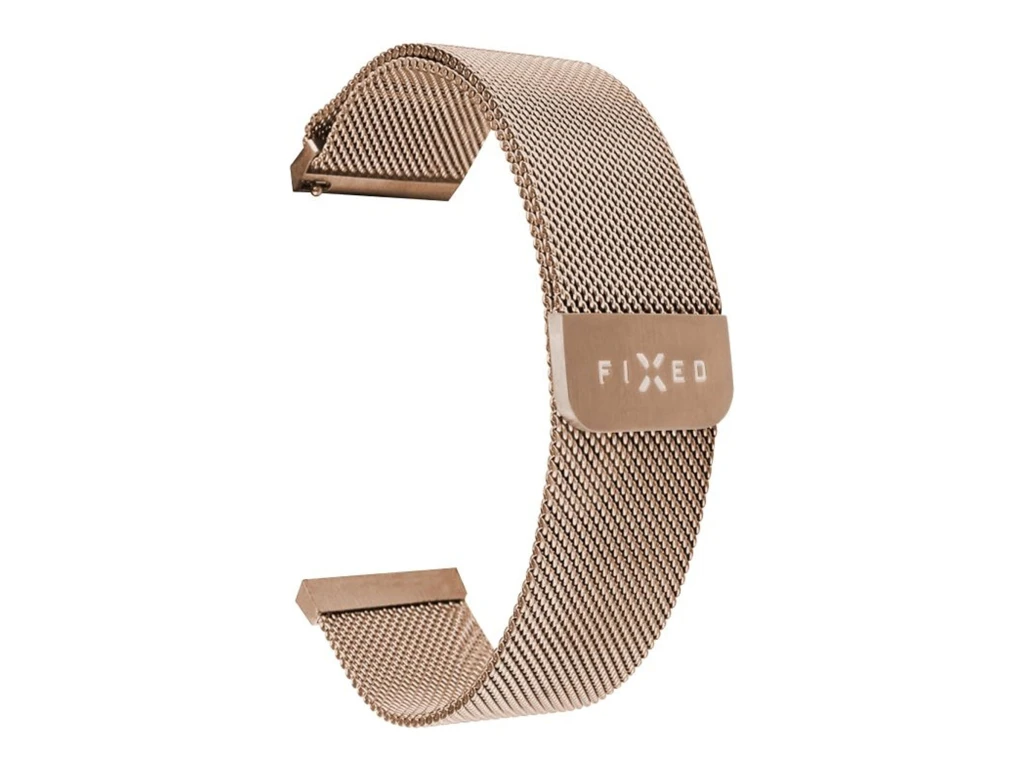 Fixed | Mesh Strap with Quick Release, 18mm, Stainless Steel Mesh Strap for Smartwatch | Gold