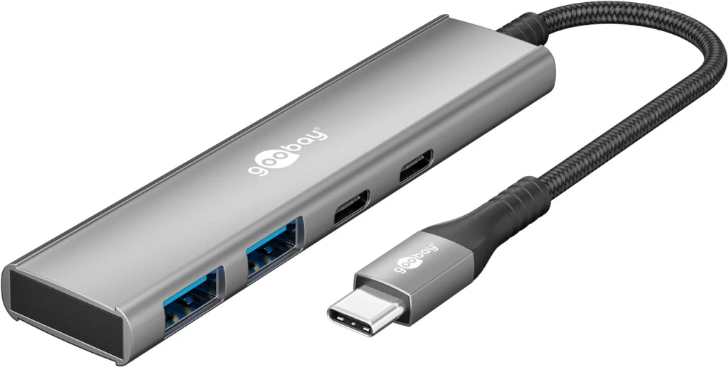 Goobay Slim 4-Port USB Hub, USB-C to USB-C/USB-A, 5 Gbit/s | 76563