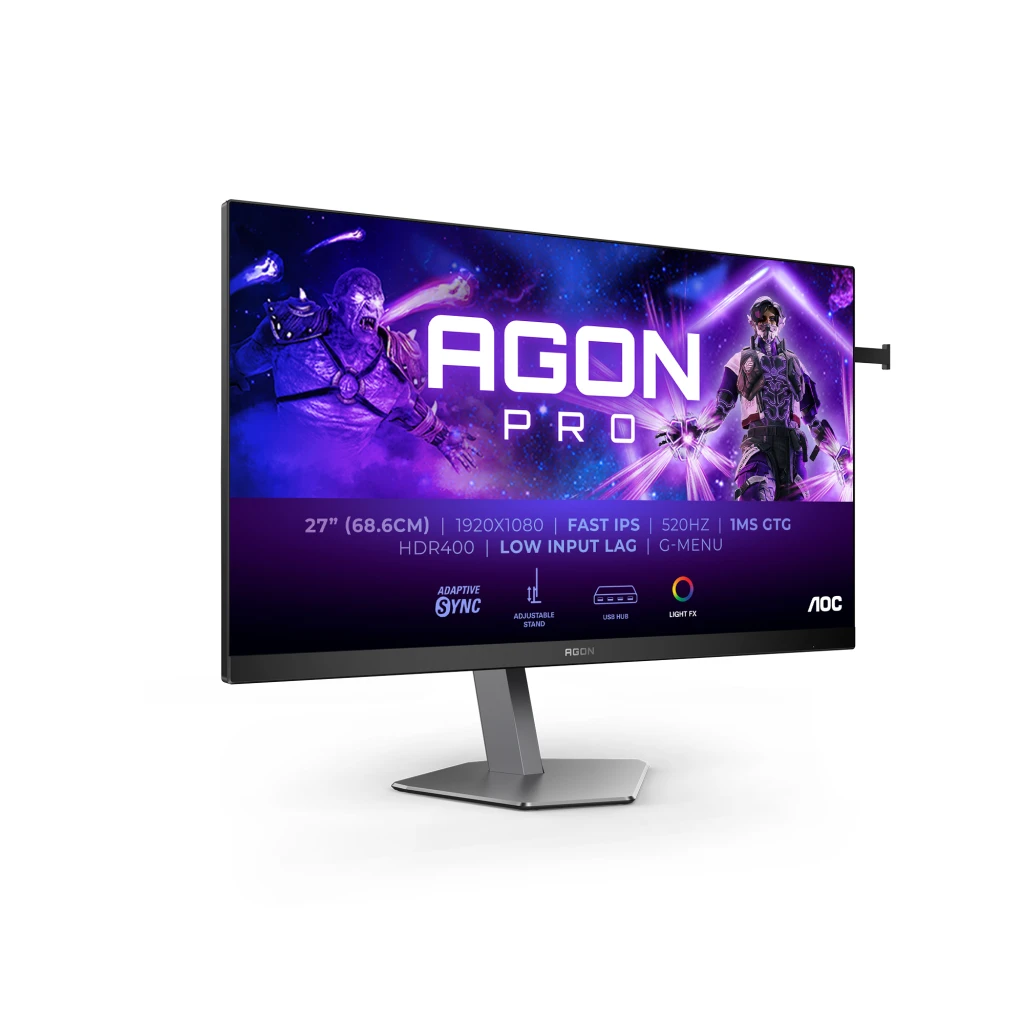 AOC AG276FK | 27 " | IPS | FHD | 16:9 | 520 Hz | 0.3 ms | 1920 x 1080 pixels | 400 cd/m² | HDMI ports quantity 2
