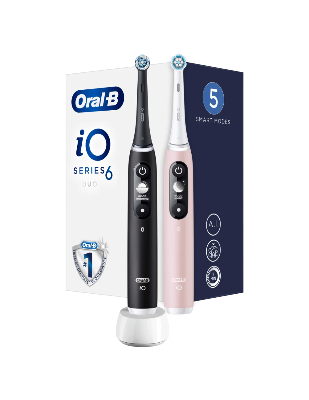 Oral-B iO6 DuoPack Electric Toothbrush, Black + Pink | Oral-B