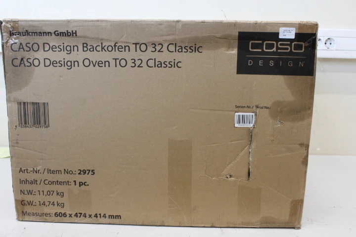 SALE OUT. Caso Design Oven TO 32 Classic, +pizza stone, 5 functions, Black | Caso Design Oven | TO 32 Classic | 32 L | 1850 W | Black | DAMAGED PACKAGING, DOORS CROOKED