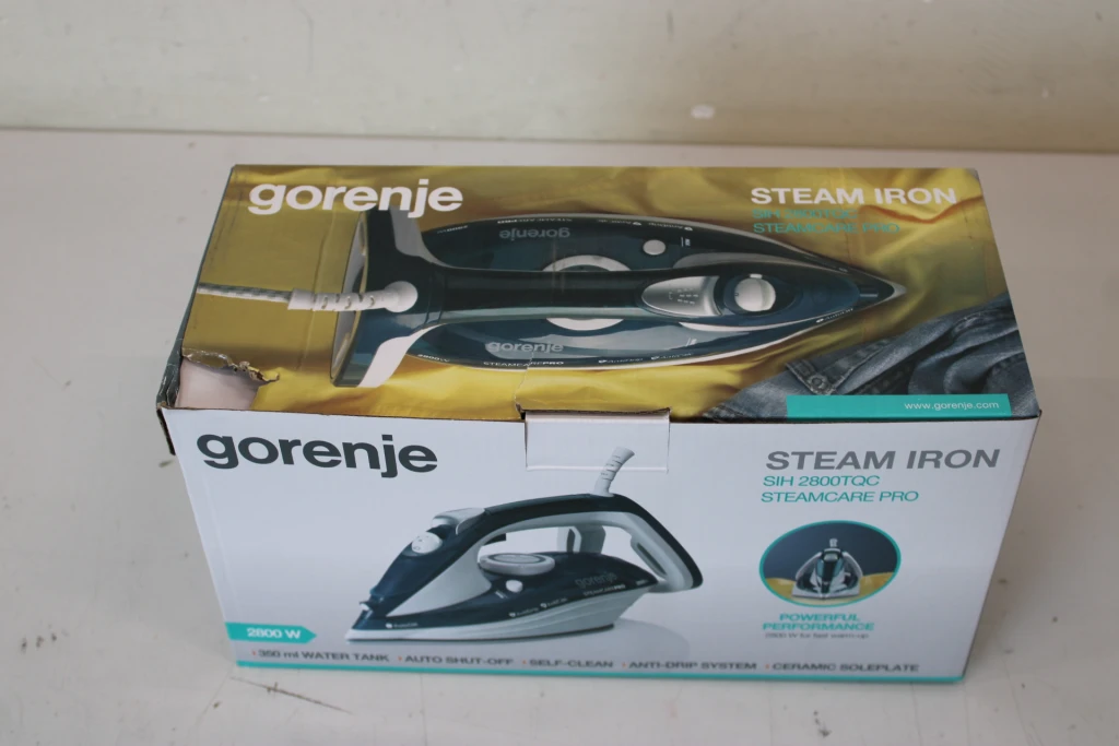 SALE OUT. Gorenje SIH2800TQC Steam Iron, Water tank 0,4 L, Continuous steam 35 g/min, Turquoise/White | Gorenje Steam Iron | SIH2800TQC | Steam Iron | Water tank capacity 350 ml | Continuous steam 35 g/min | Power 2800 W | Steam boost performance 100 g/min | Turquoise/White | DAMAGED PACKAGING