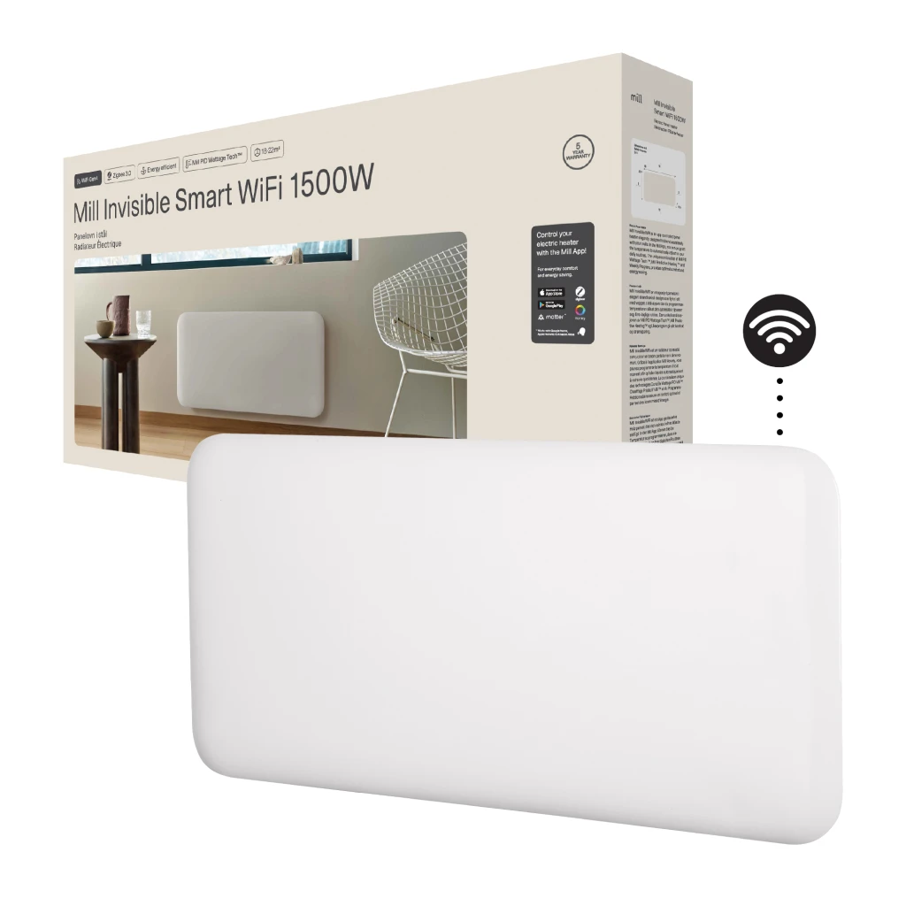 Mill Invisible Smart WiFi Heater | PA1500WIFI4 | Panel Heater | 1500 W | Suitable for rooms up to 18-22 m² | White | IPX4