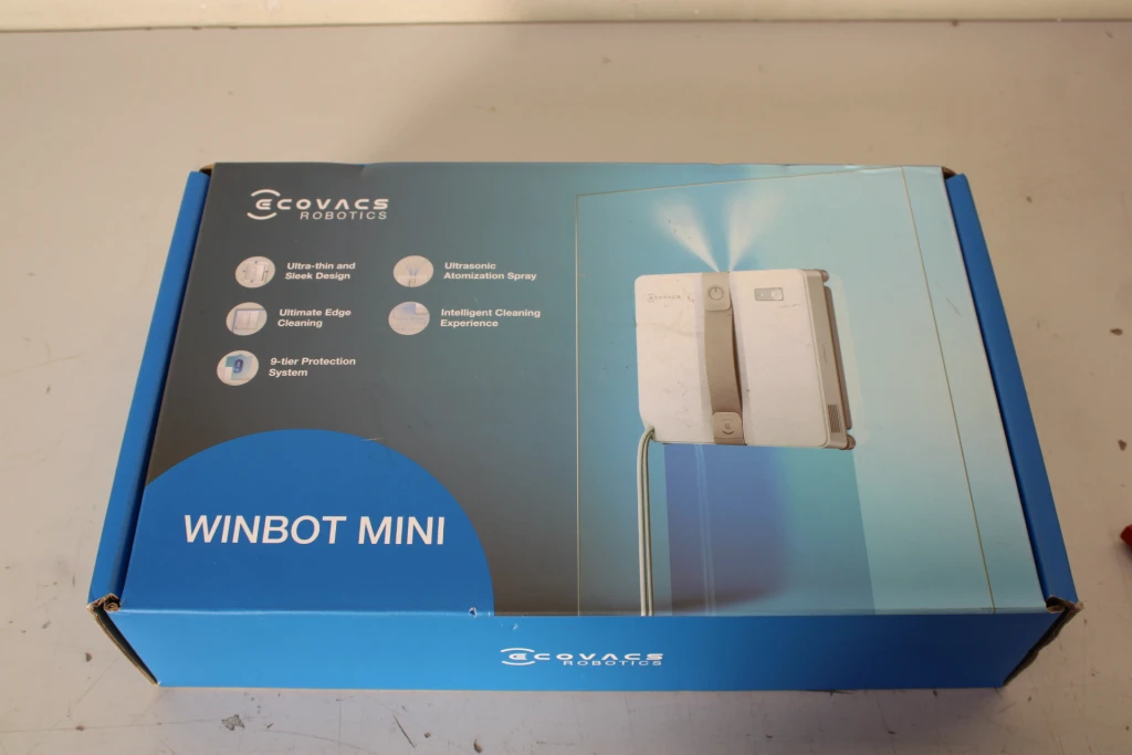 SALE OUT. Ecovacs Window cleaning robot WINBOT MINI, Auto-Spray, Steady climbing system, WIN-SLAM 3.0, Grey | Ecovacs Windows Cleaner Robot | WINBOT MINI GREY | Corded | Grey | DAMAGED PACKAGING, USED, DIRTY, MISSING LIQUID BOTTLE