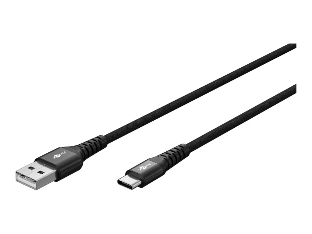 Goobay USB-C to USB-A Supersoft Textile Cable with Metal Plugs | 74526 | USB-C to USB-A
