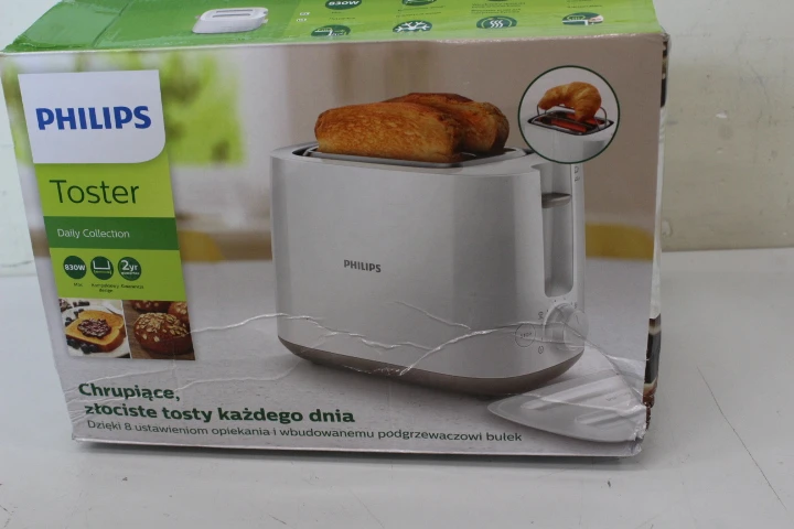 SALE OUT. PHILIPS HD2582/00 Daily Collection Toaster, White | Philips | Toaster | HD2582/00 | Power 760 - 900 W | Number of slots 2 | Housing material Plastic | White | DAMAGED PACKAGING