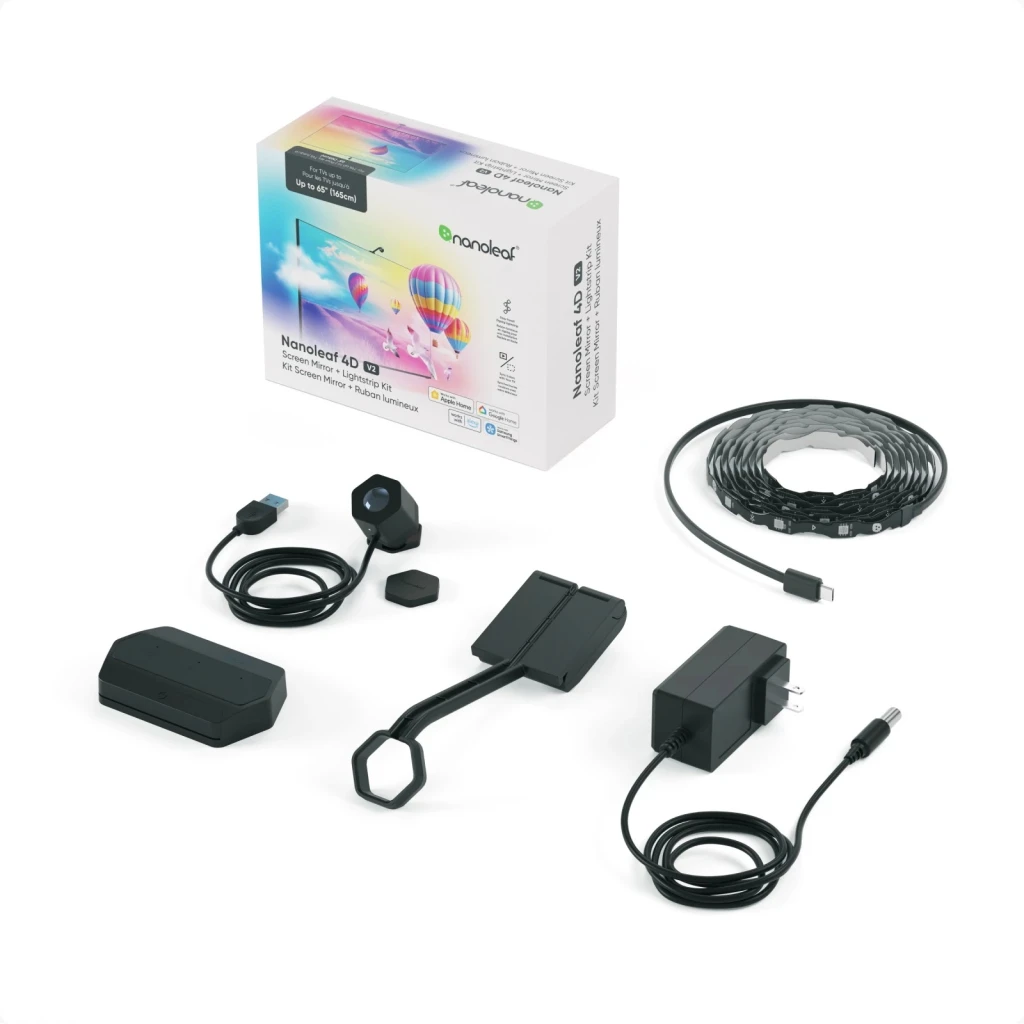 Nanoleaf 4D V2 TV Screen Mirror + Light Strips Kit (for TV & Monitor up to 65'') | 24 W | Multicolor RGB