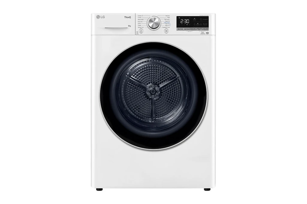 LG Dryer Machine | RH80V9AV3N | Energy efficiency class C | Front loading | 8 kg | LED | Depth 69 cm | Wi-Fi | White