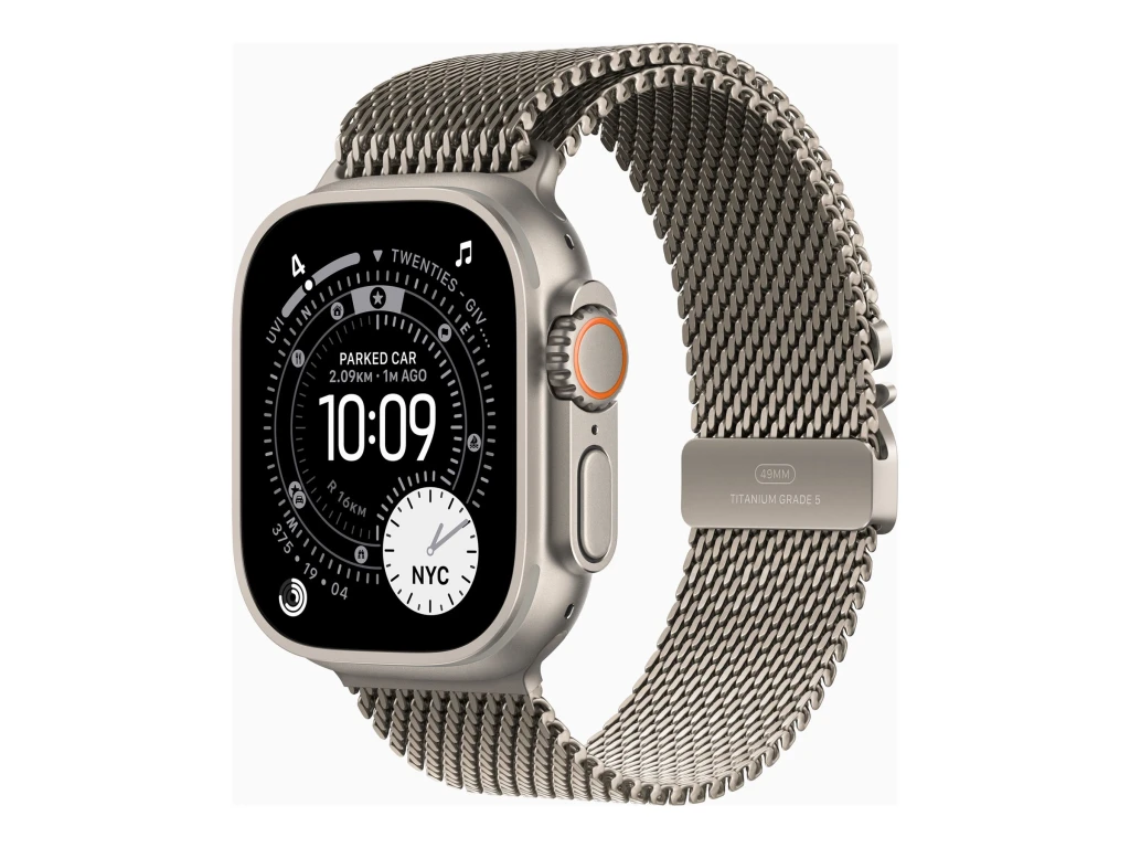 Apple Watch Ultra 3 GPS + Cellular 49mm Natural Titanium Case with Natural Titanium Milanese Loop - Medium | Apple