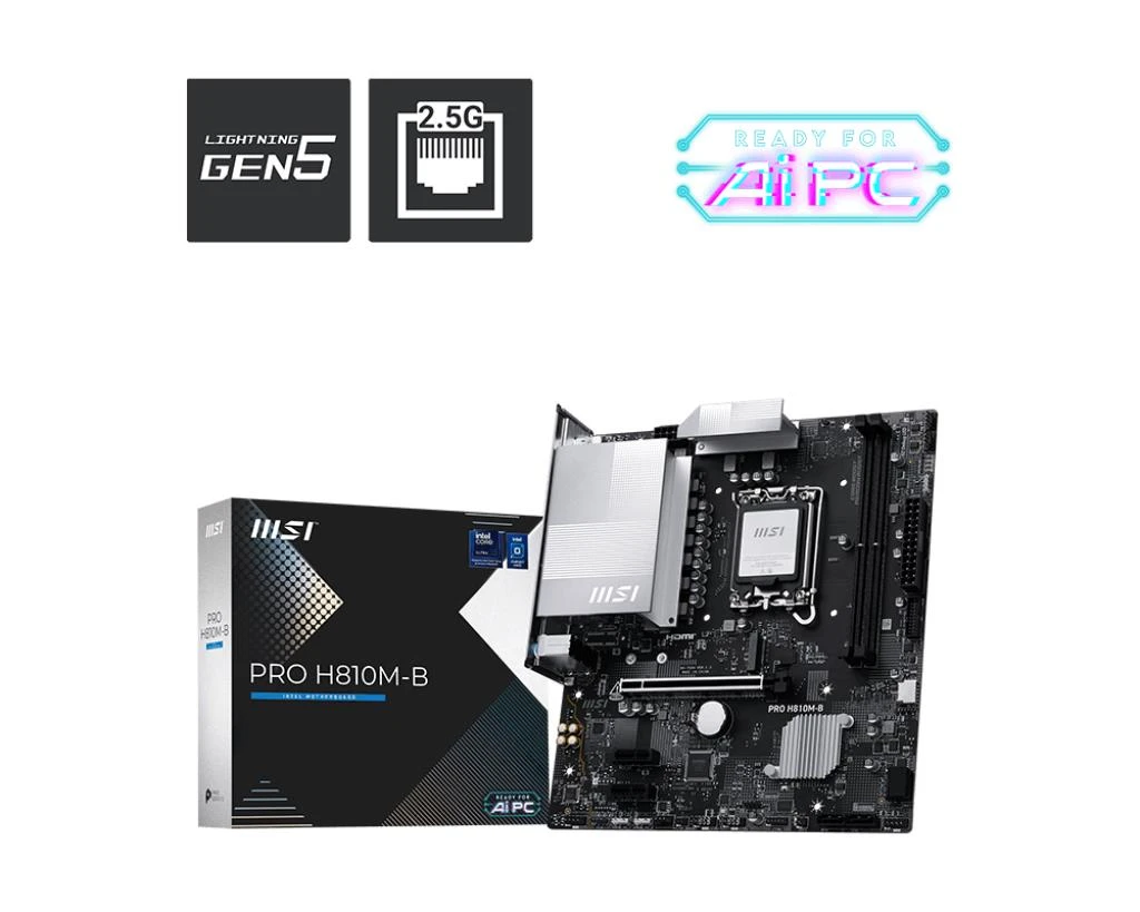 Mainboard|MSI|Intel H810|LGA1851|Micro-ATX|Memory DDR5|Memory slots 2|PROH810M-B