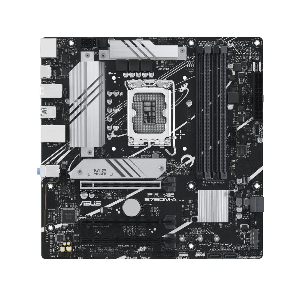 Mainboard|ASUS|Intel B760 Express|LGA1700|Micro-ATX|Memory DDR5|Memory slots 4|2xPCI-Express 4.0 16x|2xM.2|1xHDMI|2xDisplayPort|4xUSB 2.0|2xUSB 3.2|1xPS/2|1xRJ45|3xAudio port|PRIMEB760M-A-CSM