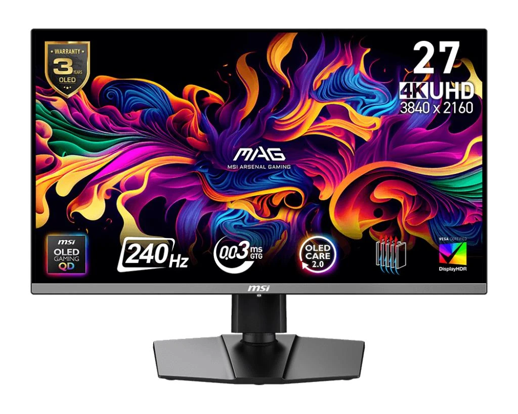 Monitor|MSI|26.5 "|3840 x 2160 pixels|4K Ultra HD|Native aspect ratio 16:9|QD-OLED|MAG272UPQD-OLEDX24