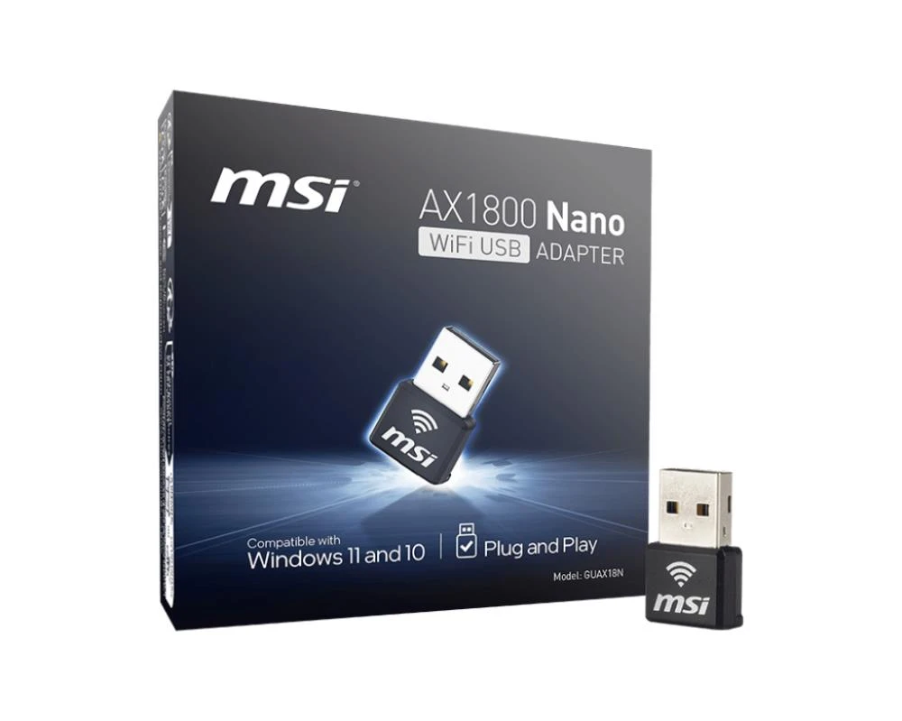 MSI AX1800 Nano WiFi USB Adapter liidesekaart/adapter USB 2.0