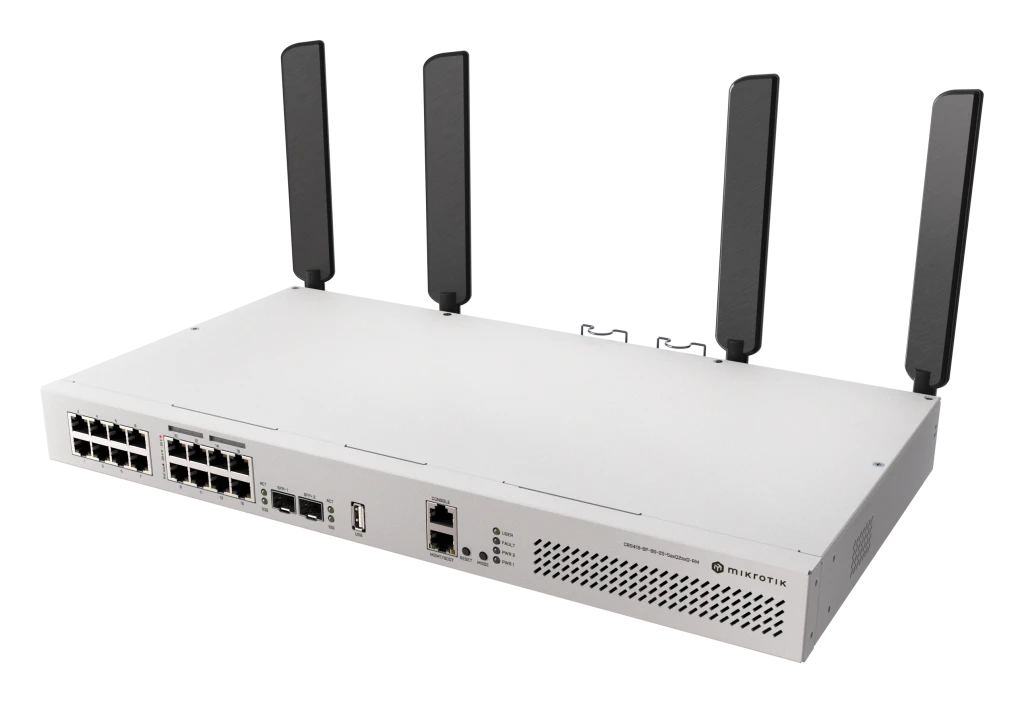 MikroTik Cloud Router Switch with RouterOS L5 Rackmount Case | CRS418-8P-8G-2S+5axQ2axQ-RM