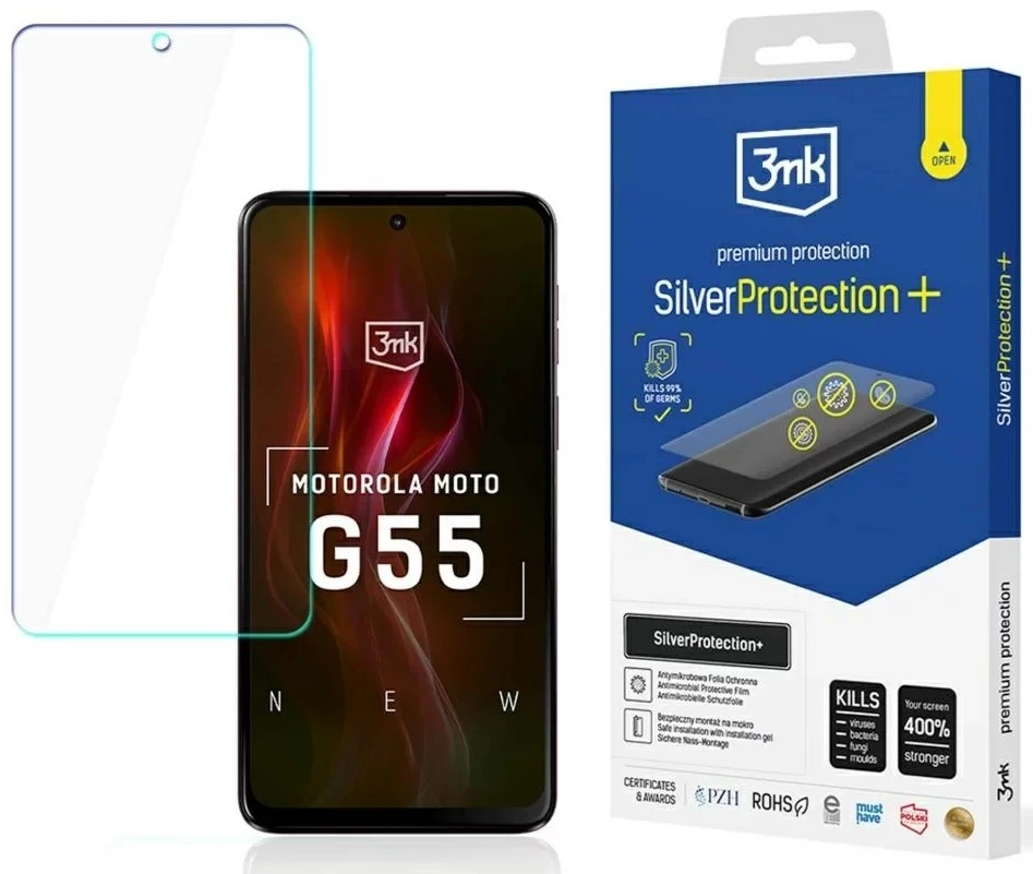 3MK | SilverProtect+ Anti-Microbial Film Wet-Mounted | Screen protector | Motorola | Moto G55 5G | Transparent