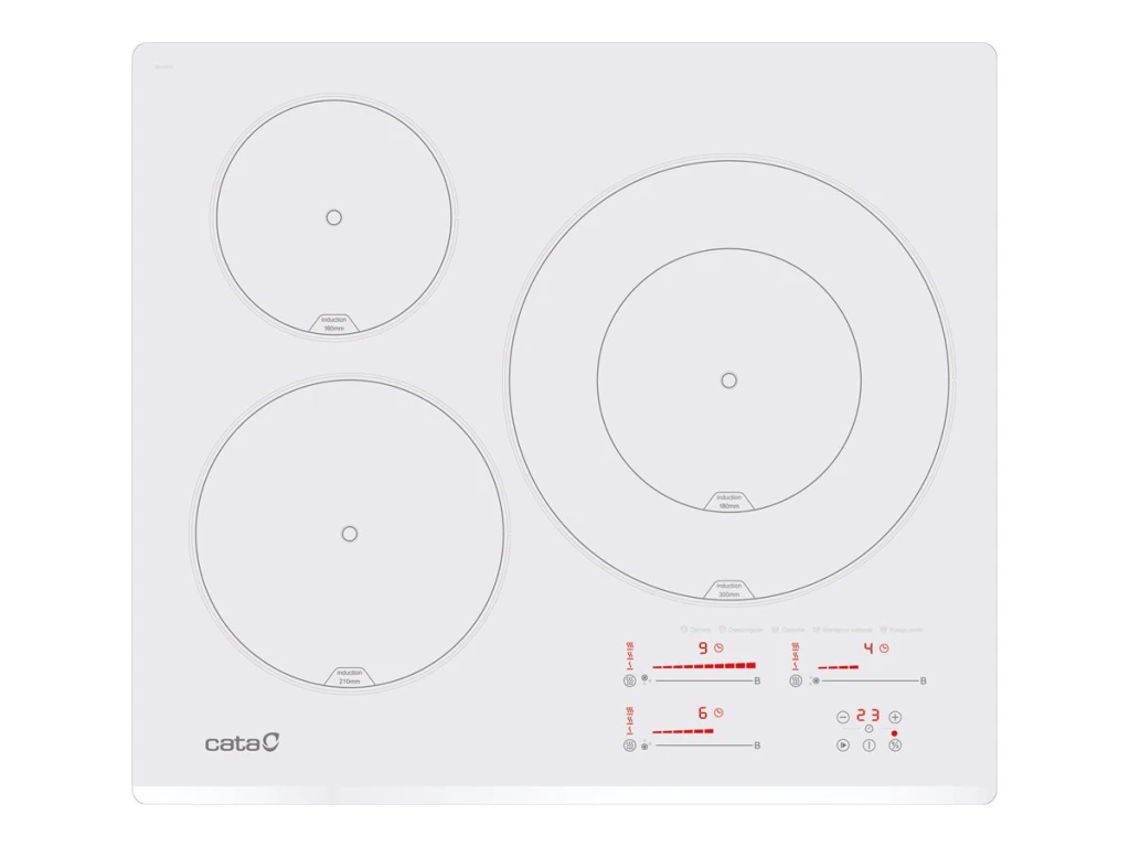 Cata INSB 6030 WH Hob, Induction, Width 59cm, 3 cooking zones, Touch control, White | CATA