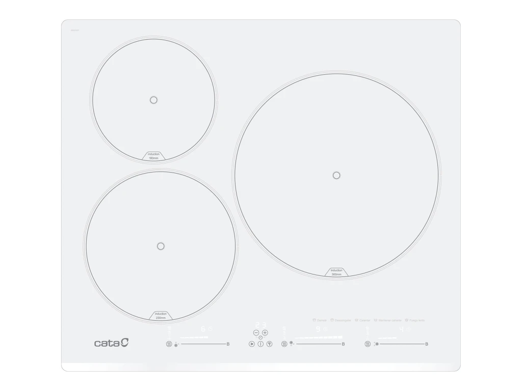 Cata INSB 6003 E2 WH Hob, Induction, Width 59cm, 3 cooking zones, Touch control, White | CATA