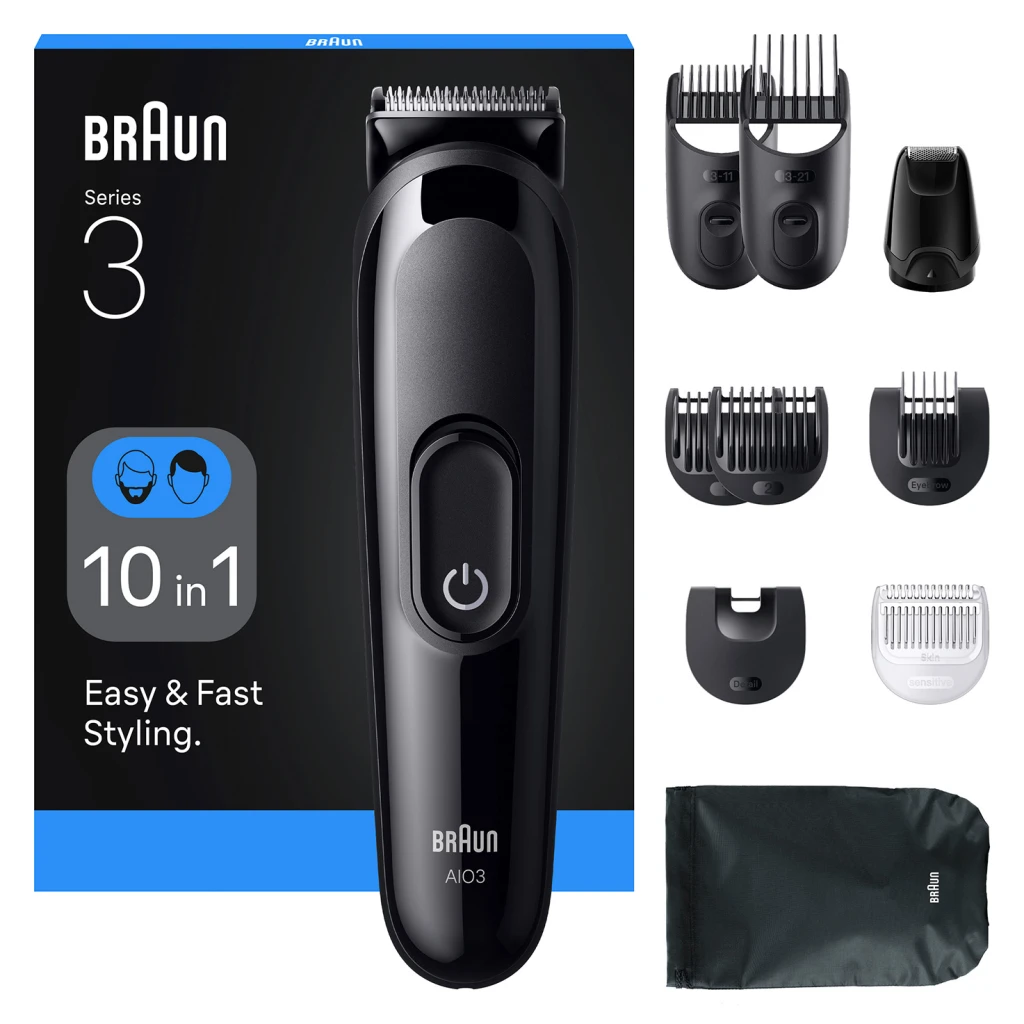 Braun 10in1 Hair Clipper Set | All-in-One Series 3 AIO3560 | Cordless | Number of length steps 14 | Black
