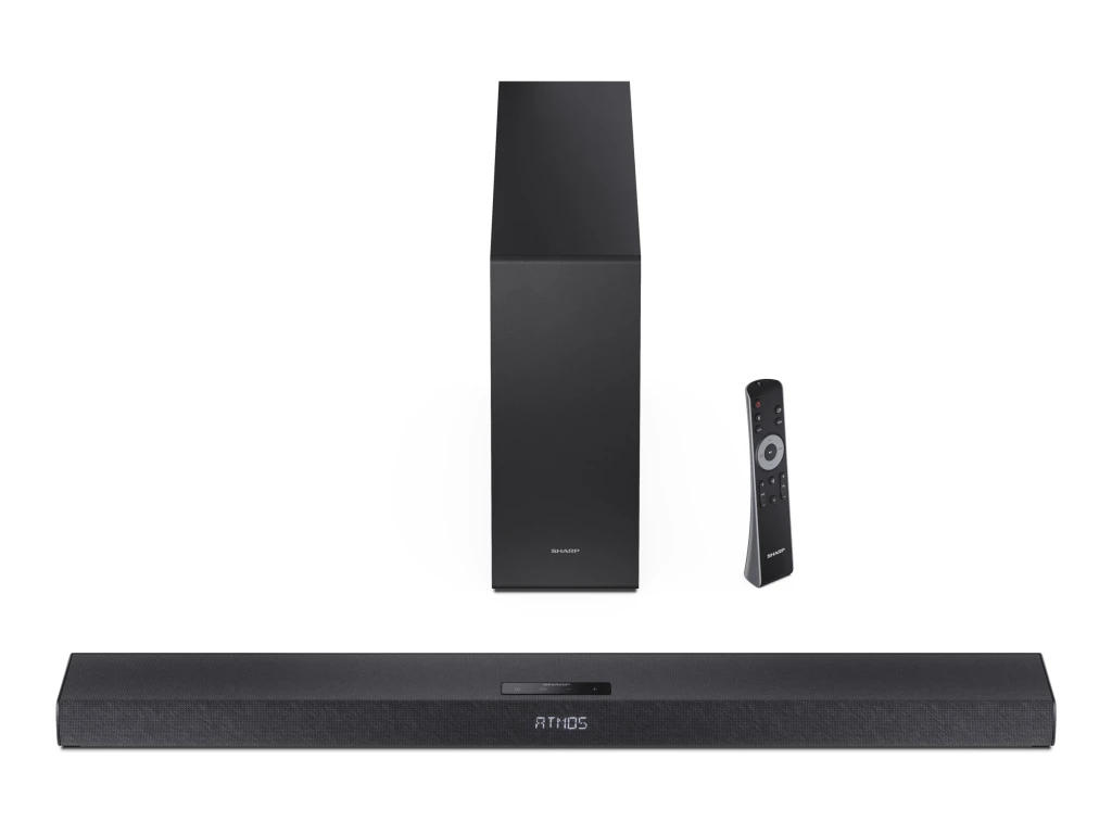 Sharp 2.1ch Ultra-slim Dolby Atmos/DTS Virtual: X Soundbar with Wireless Subwoofer | HT-SBW320 | 360 W | Bluetooth | Black | Wireless connection