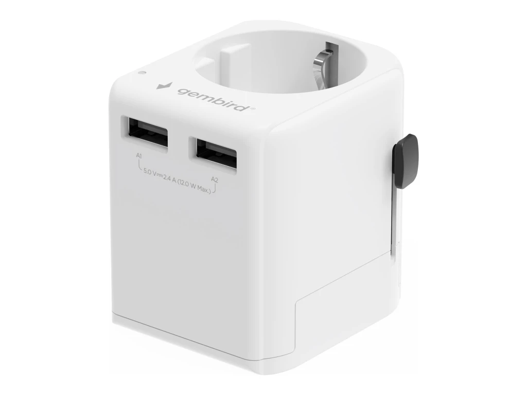 Gembird EU to Universal travel power adapter, 12W | TPA-EU2A12-01-W | 5 V