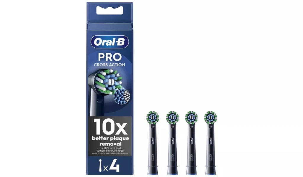 Oral-B Refill Pro Cross Action Replaceable Toothbrush Heads, 4 pcs, Black