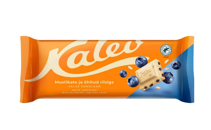 Valge šokolaad KALEV õhitud riisi ja mustikaga 190g