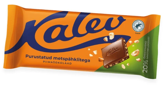 Piimašokolaad KALEV purustatud metspähklitega 100g