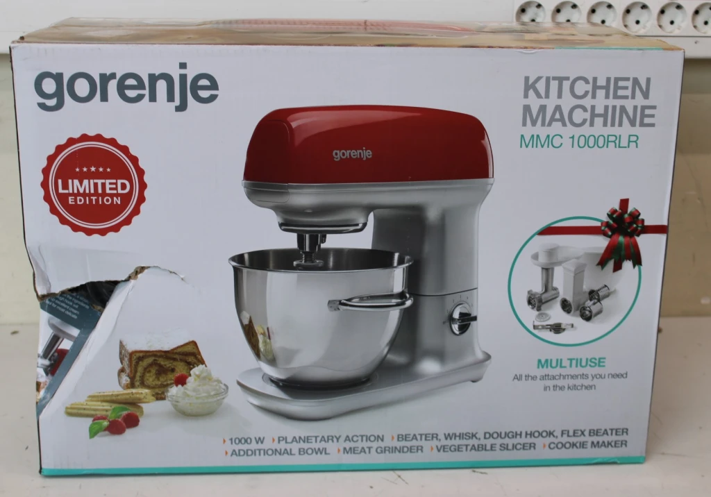 SALE OUT.  | Gorenje Kitchen machine | MMC1000RLR | 1000 W | Number of speeds 7 | Bowl capacity 4.5 L | Meat mincer | Stainless Steel/Red | DAMAGED PACKAGING