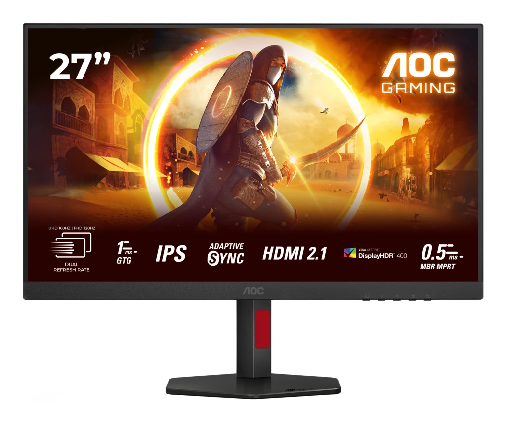AOC | U27G4R | 27 " | Fast IPS | UHD | 16:9 | 120 Hz | 1 ms | 3840 x 2160 pixels | 400 cd/m² | HDMI ports quantity 2 | Black