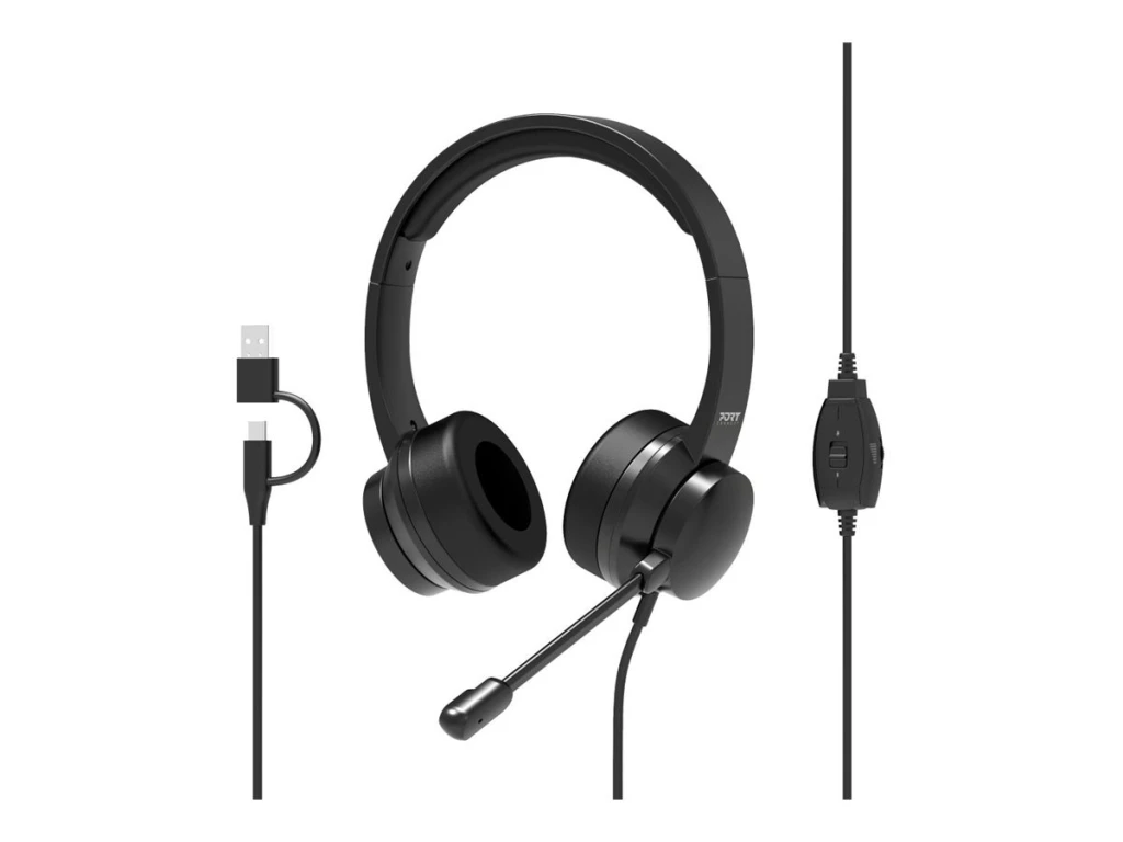PORT CONNECT | USB Comfortable Stereo Office Microphone Headset | Built-in microphone | Wired | Black
