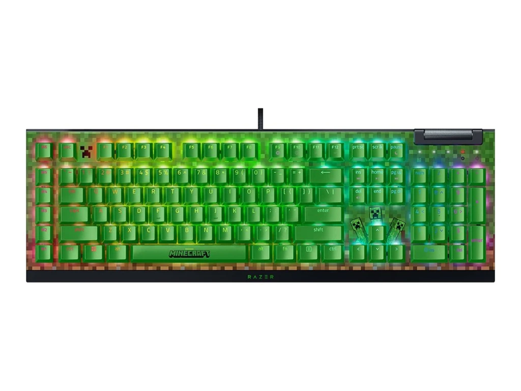 Razer BlackWidow V4 X | Gaming keyboard | Wired | US | Minecraft Edition | Razer Green Mechanical Switches (Clicky)