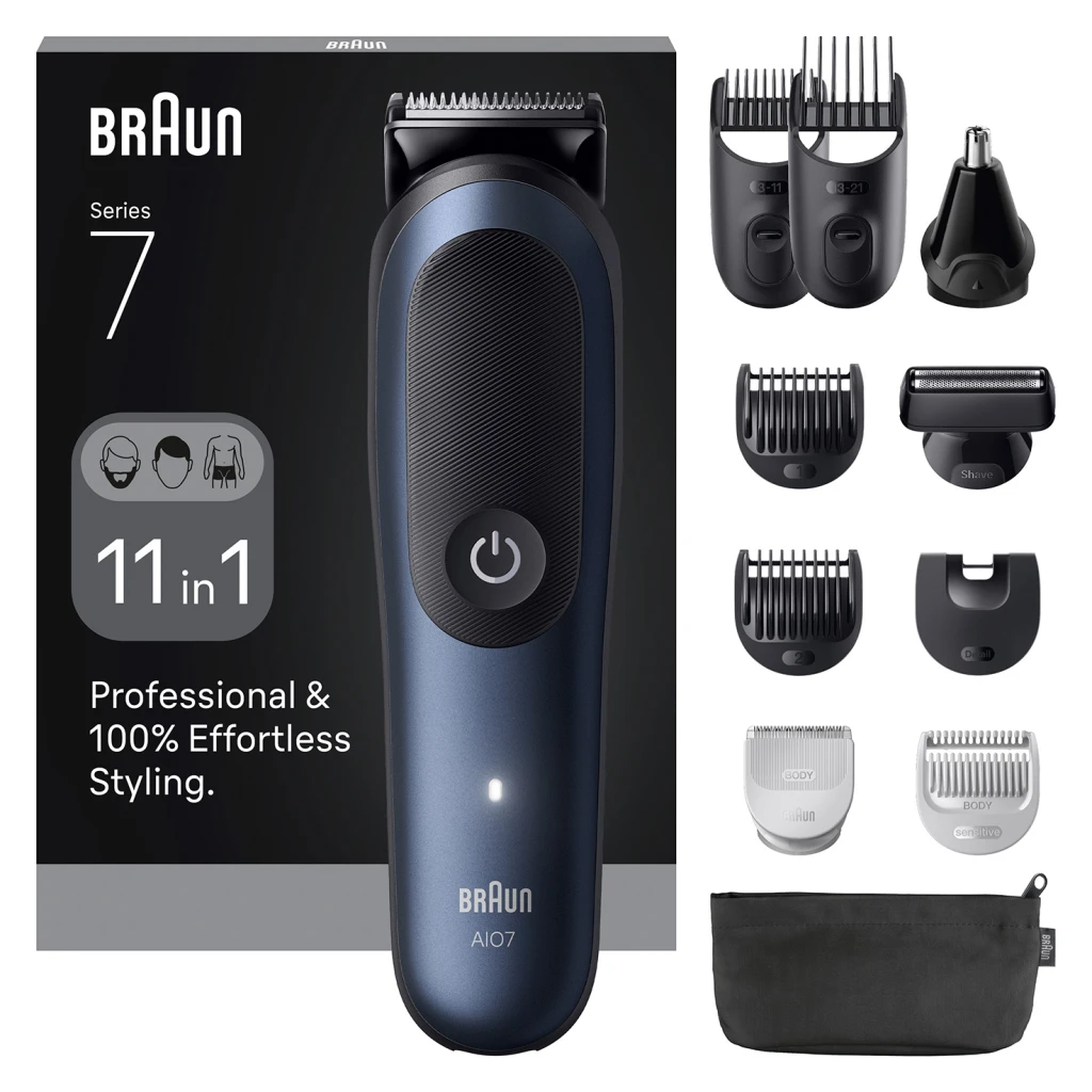 Braun 11in1 Grooming Kit | All-in-One Series 7 AIO7540 | Cordless | Number of length steps 14 | Black/Blue