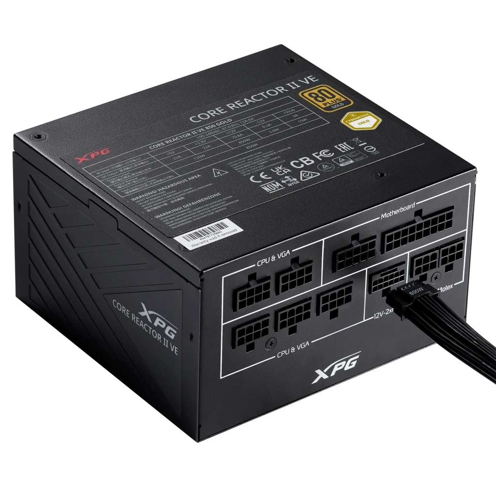 Power Supply|ADATA|XPG CORE REACTOR II VE|850 Watts|Efficiency 80 PLUS GOLD|COREREACTORIIVE850G-BKCEU
