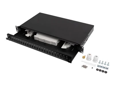 Lanberg Rackmount 19" 1U Fiber Patch panel 24xSC Simplex/24XLC Duplex Black with Accessories | FOP1-24SS-LDB