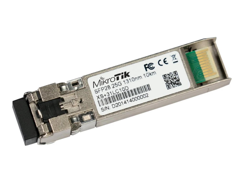MikroTik SFP/SFP+/SFP28 module 1/10/25G SM 10km 1310nm | XS+31LC10D | SFP/SFP+/SFP28 | SMF | Dual LC UPC | 1024/10240/25600 Mbit/s | Wavelength 1310 nm | Maximum transfer distance 10000 m | -40 to 70