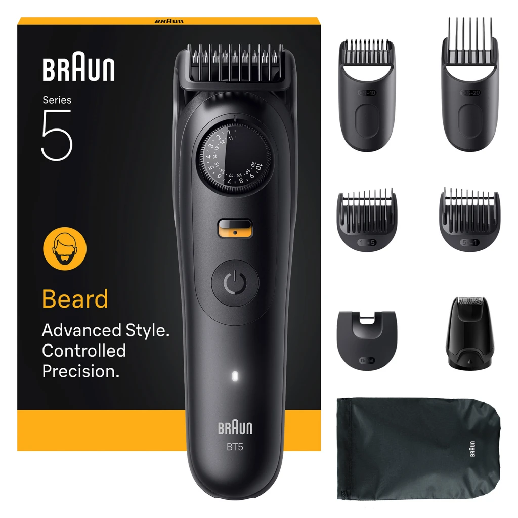 Braun BeardTrimmer 5 BT5560 habemetrimmer Patarei 40 2 cm Märg ja kuiv Must