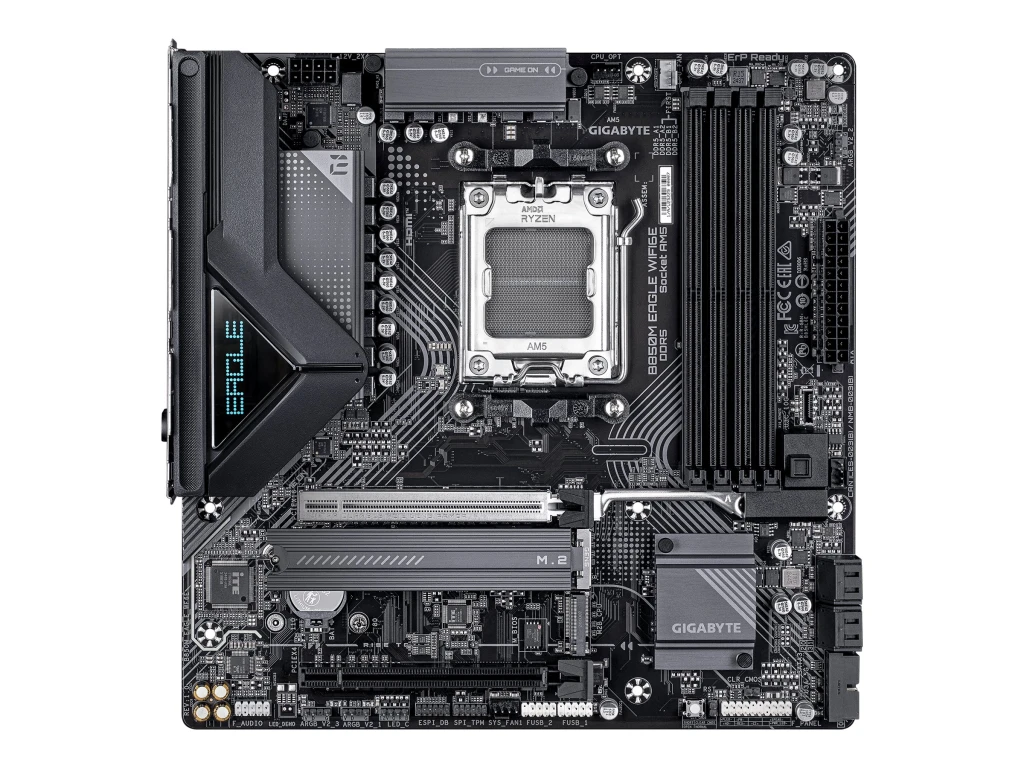 Gigabyte B850M EAGLE WF6E | Processor family AMD | Processor socket AM5 | DDR5 | Supported hard disk drive interfaces SATA, M.2 | Number of SATA connectors 4