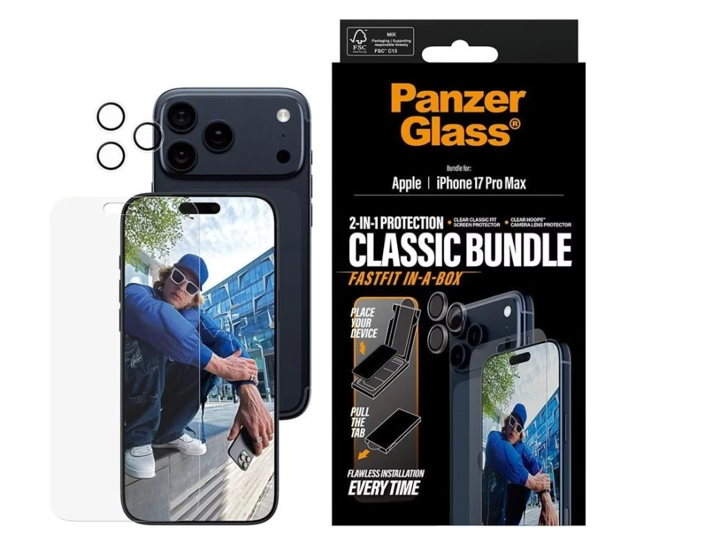 PanzerGlass 2-in-1 Classic Bundle | Screen Protector/Lens protector | Apple | iPhone 17 Pro Max | Transparent
