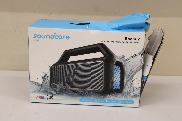 SALE OUT. Anker Soundcore Boom 2 Bluetooth Speaker, Black | Anker Soundcore | Portable Bluetooth Speaker | Boom 2 | DEMO | 80 W | Bluetooth | Phantom Black | Portable | Wireless connection