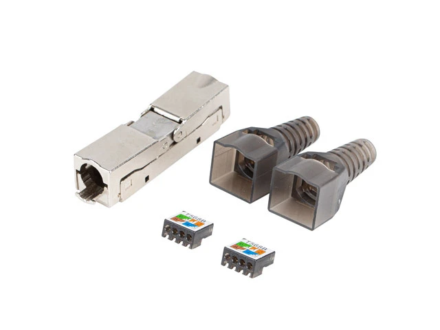 Lanberg | 2X RJ45 CAT6A FTP Plug 8P8C Tool-less Adapter | PL2SA-6000TL | Silver/Transparent